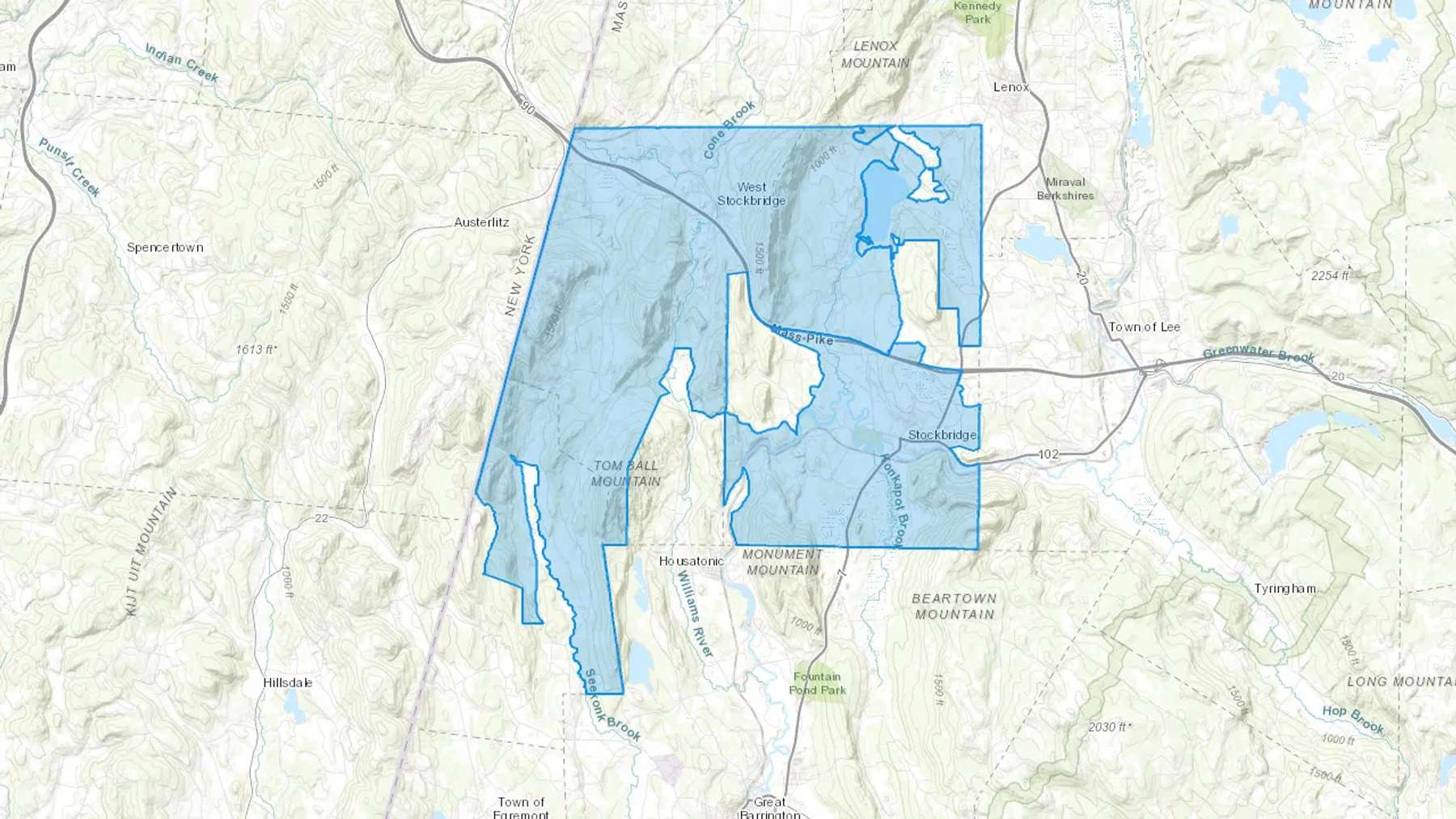 Stockbridge, MA Cash heating Oil delivery map Map of the COD Fuel Oil delivery service area for Stockbridge, MA