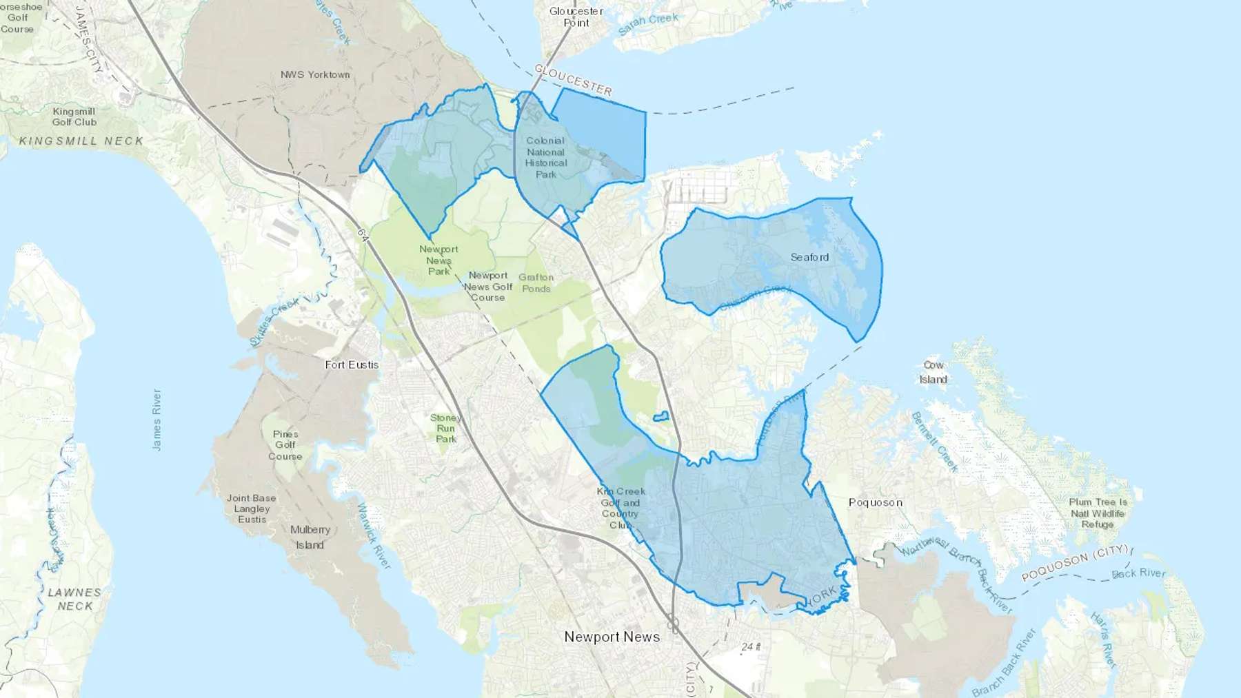 Yorktown, VA Cash heating Oil delivery map Map of the COD Fuel Oil delivery service area for Yorktown, VA
