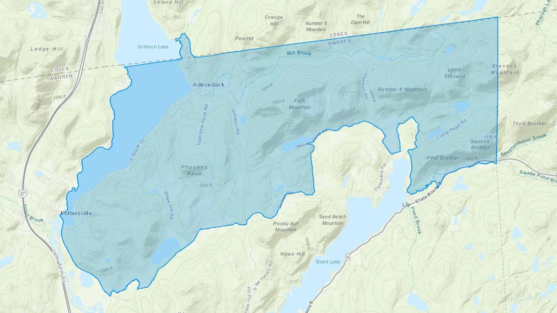 Pottersville, NY Cash heating Oil delivery map Map of the COD Fuel Oil delivery service area for Pottersville, NY