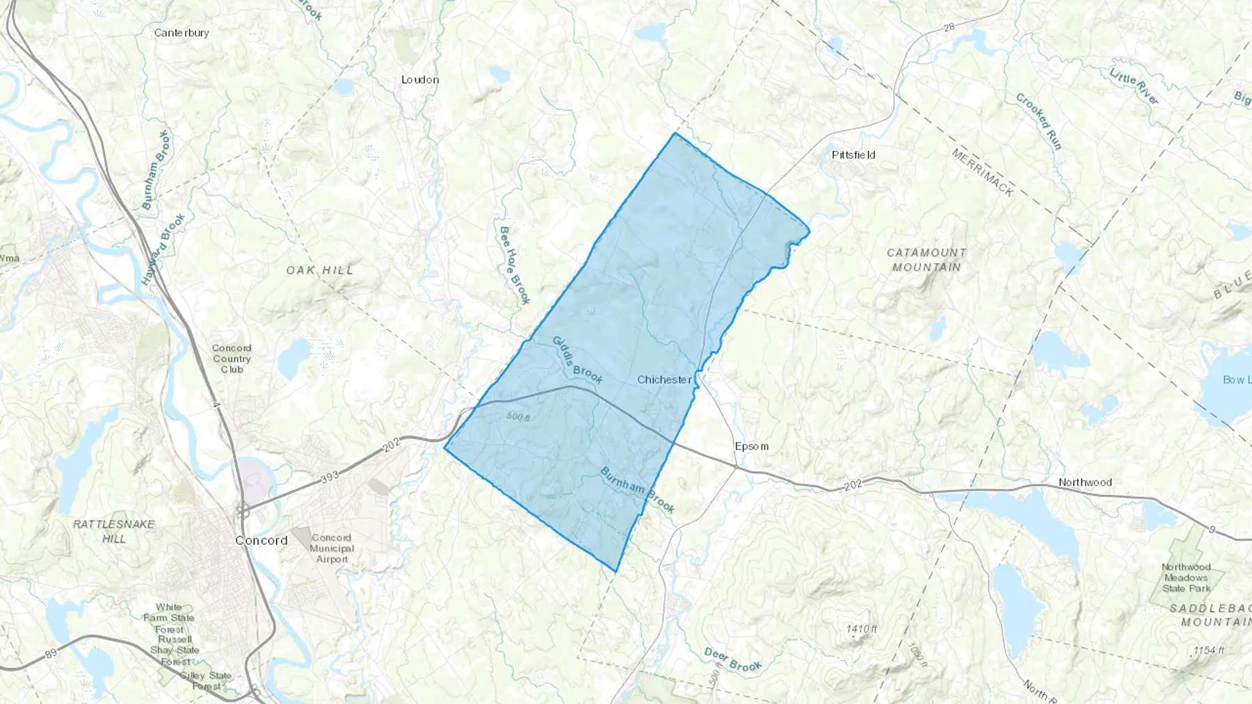 Chichester, NH Cash heating Oil delivery map Map of the COD Fuel Oil delivery service area for Chichester, NH