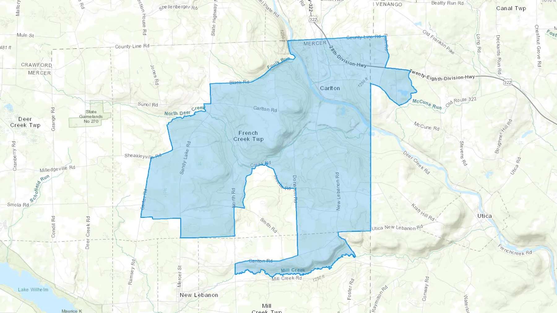 Carlton, PA Cash heating Oil delivery map Map of the COD Fuel Oil delivery service area for Carlton, PA