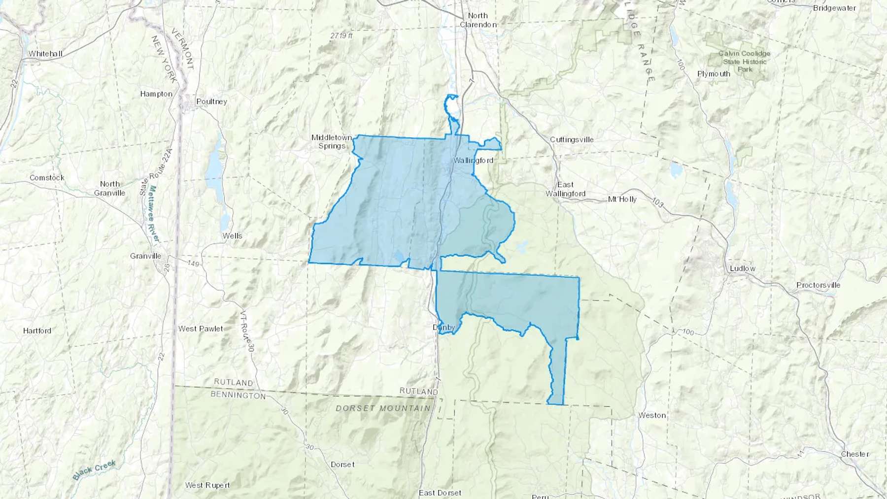 Wallingford, VT Cash heating Oil delivery map Map of the COD Fuel Oil delivery service area for Wallingford, VT