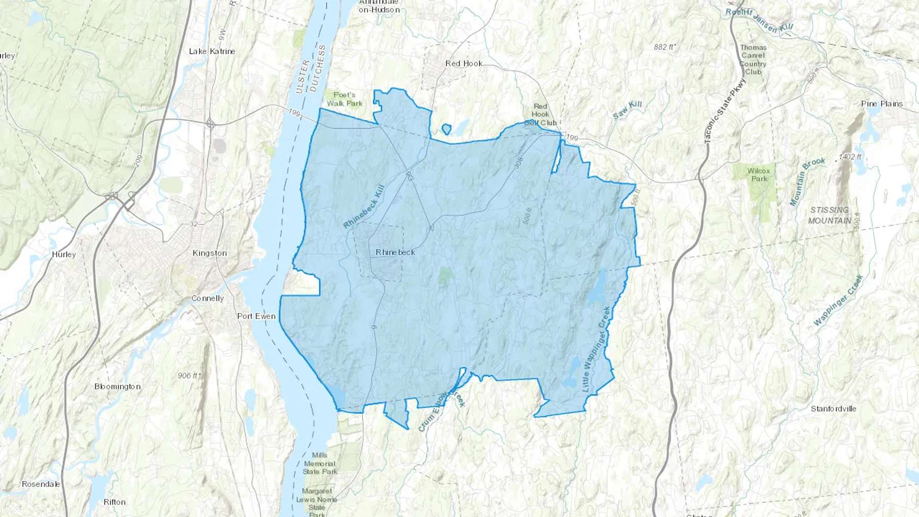 Rhinebeck, NY Cash heating Oil delivery map Map of the COD Fuel Oil delivery service area for Rhinebeck, NY