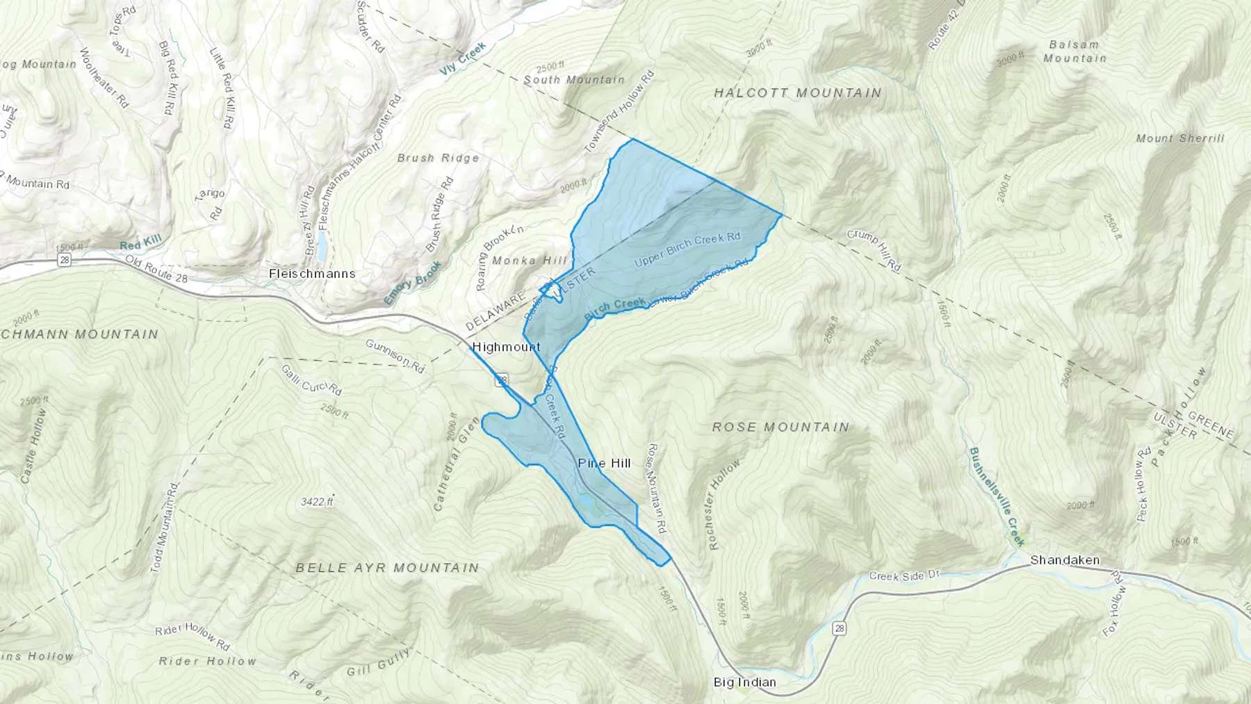 Pine Hill, NY Cash heating Oil delivery map Map of the COD Fuel Oil delivery service area for Pine Hill, NY