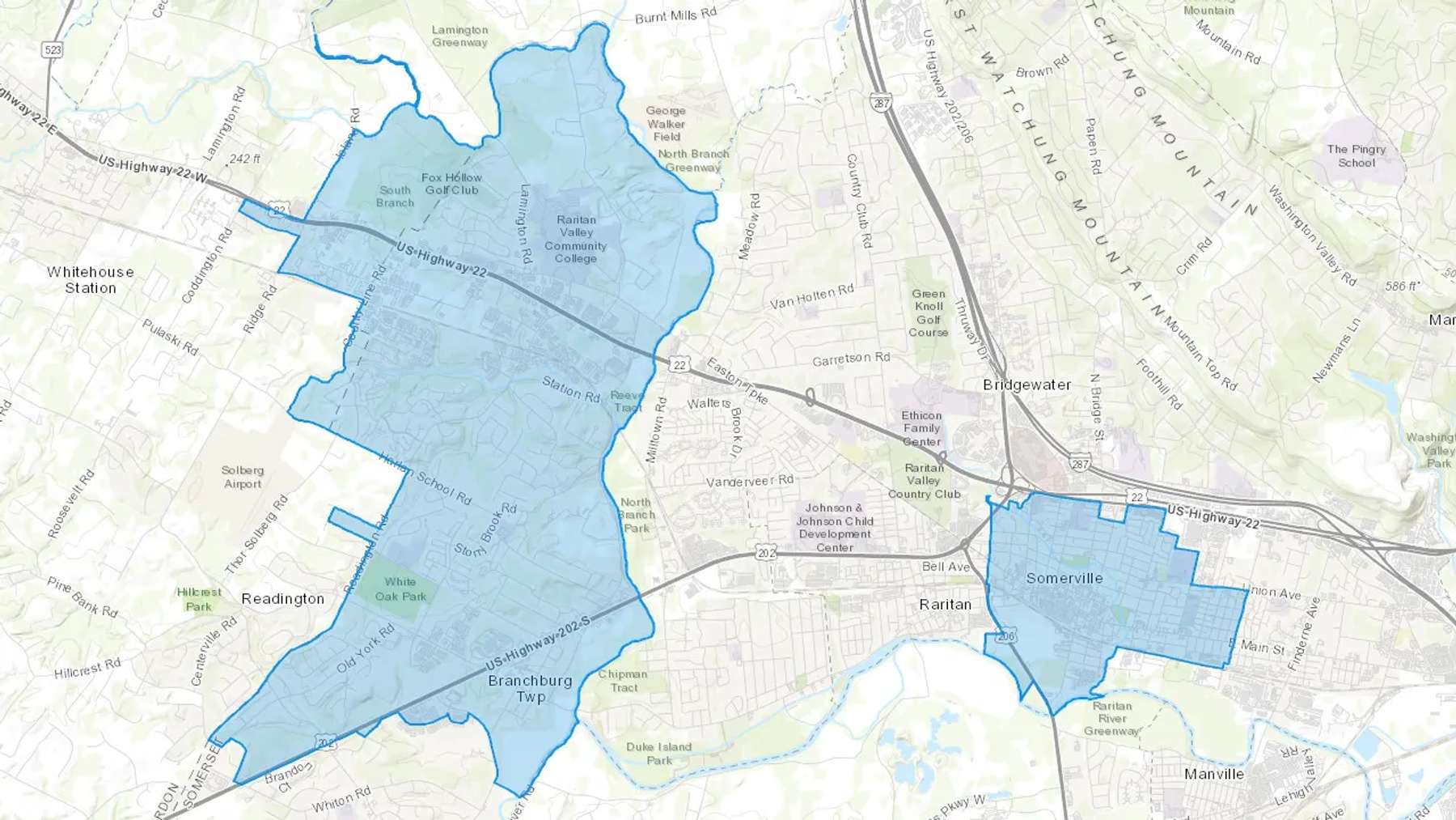 Somerville, NJ Cash heating Oil delivery map Map of the COD Fuel Oil delivery service area for Somerville, NJ