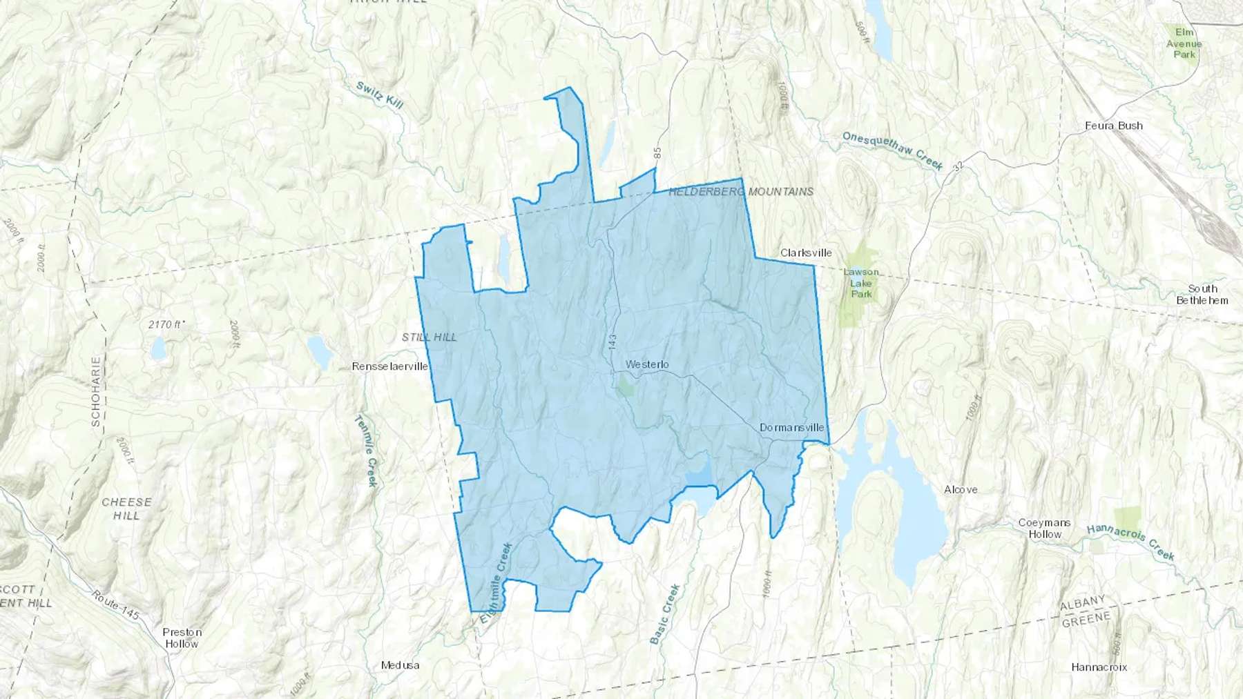 Westerlo, NY Cash heating Oil delivery map Map of the COD Fuel Oil delivery service area for Westerlo, NY