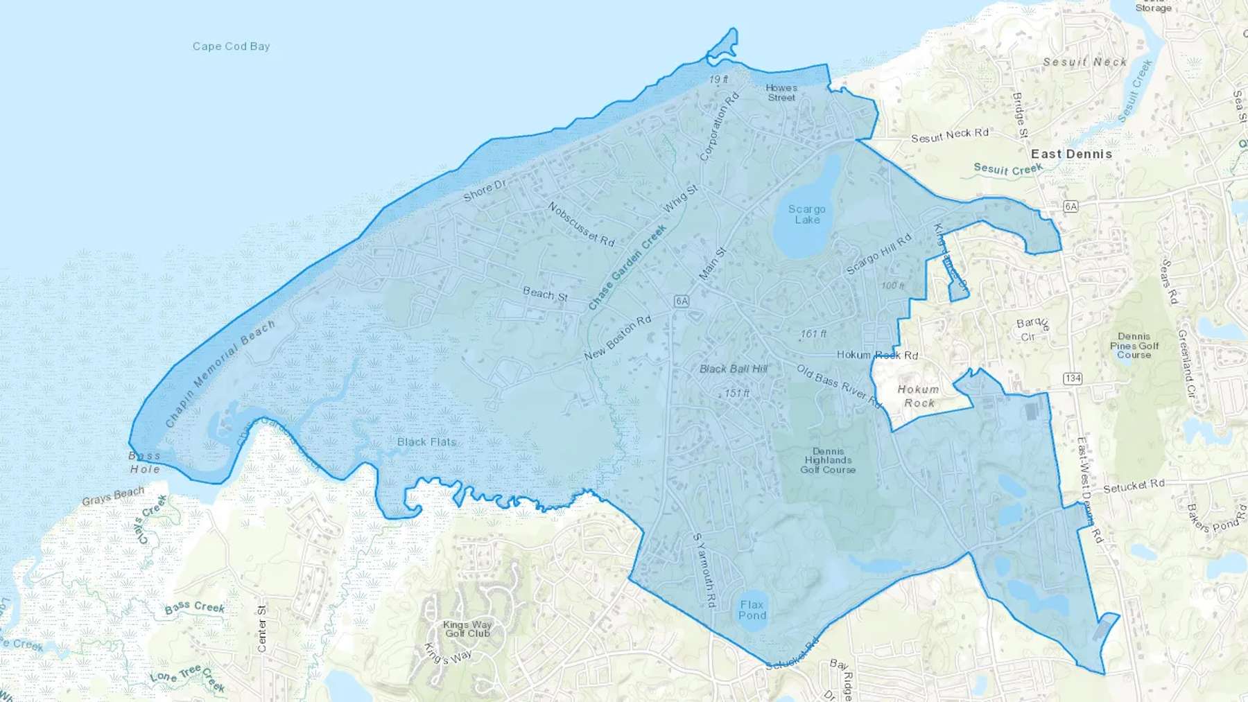 Dennis, MA Cash heating Oil delivery map Map of the COD Fuel Oil delivery service area for Dennis, MA