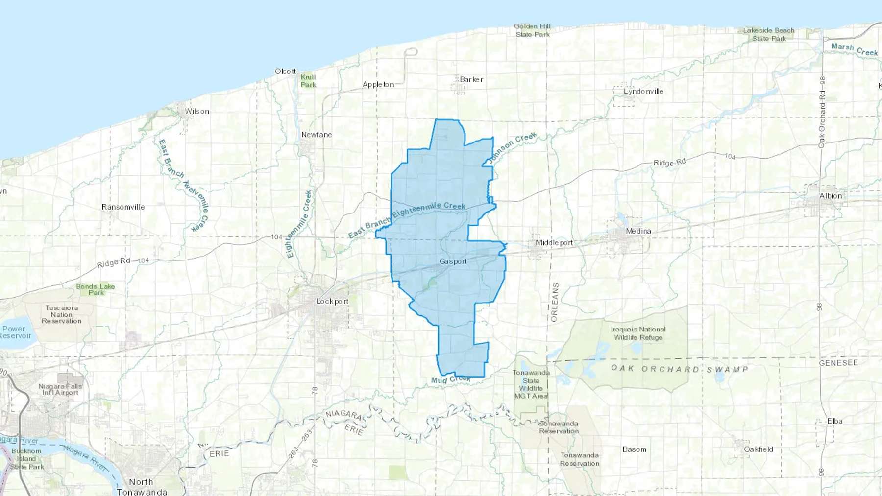 Gasport, NY Cash heating Oil delivery map Map of the COD Fuel Oil delivery service area for Gasport, NY