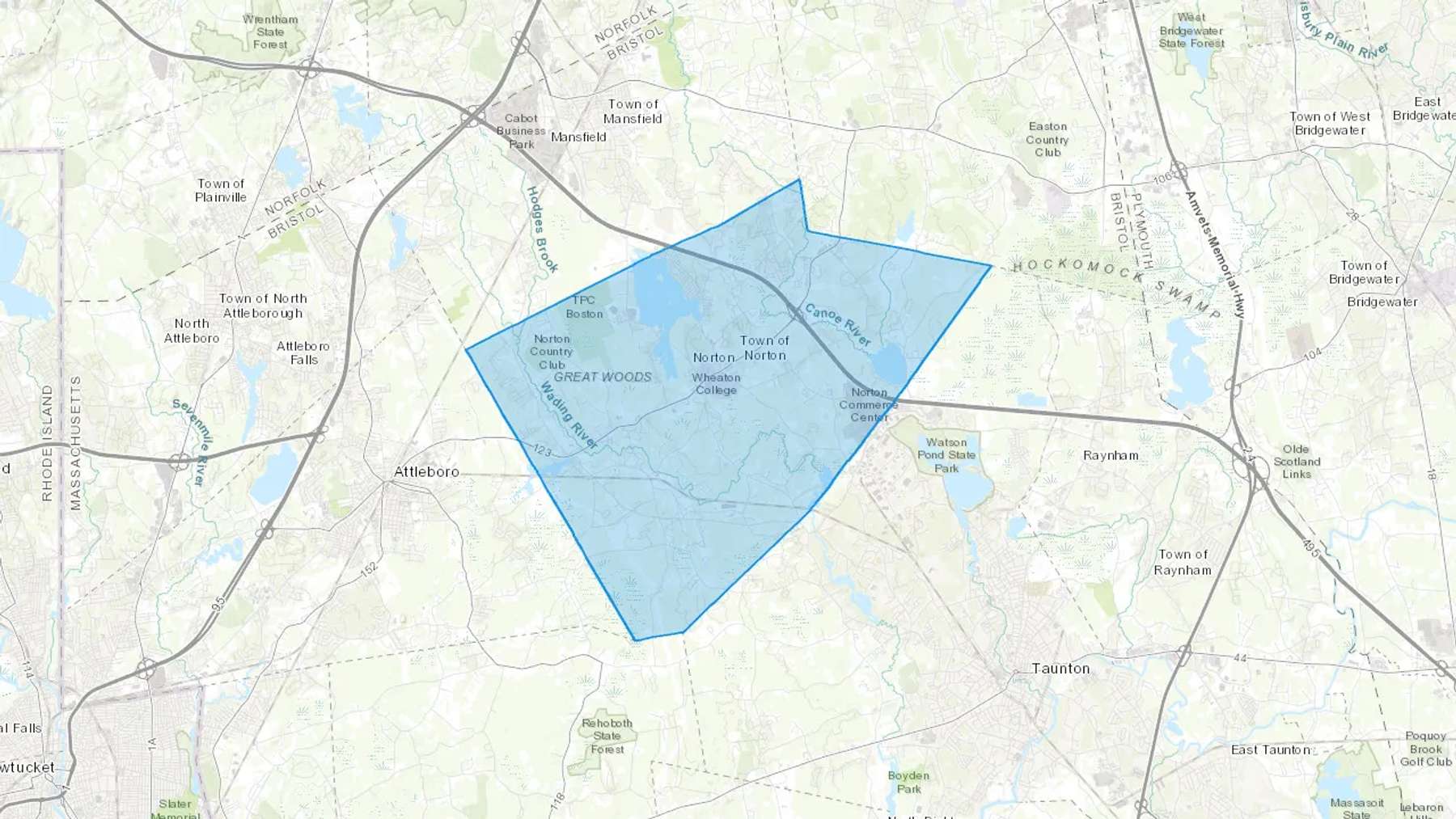 Norton, MA Cash heating Oil delivery map Map of the COD Fuel Oil delivery service area for Norton, MA