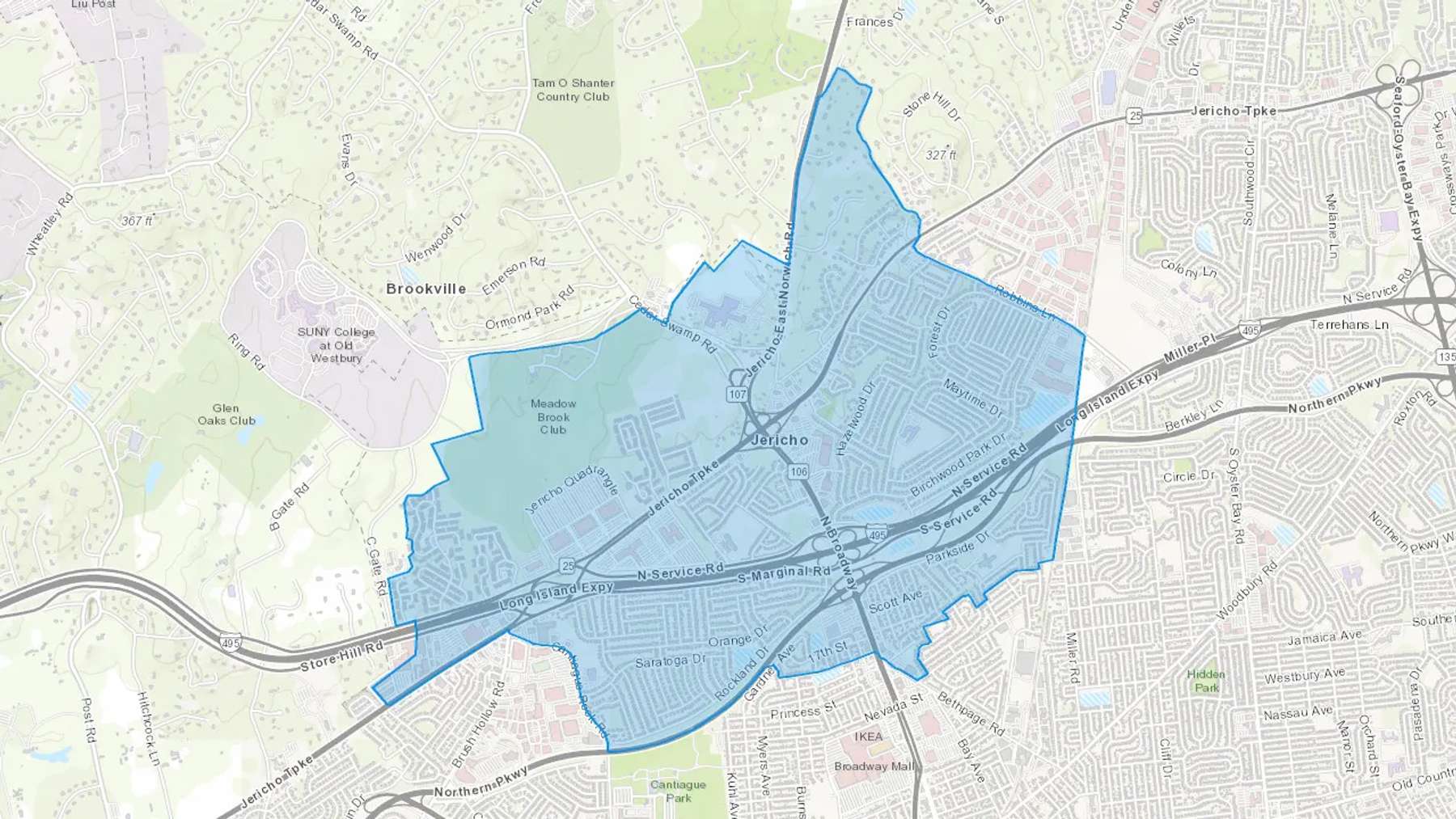 Jericho, NY Cash heating Oil delivery map Map of the COD Fuel Oil delivery service area for Jericho, NY