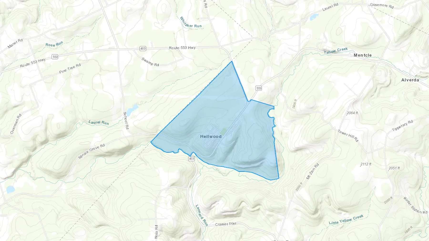 Heilwood, PA Cash heating Oil delivery map Map of the COD Fuel Oil delivery service area for Heilwood, PA