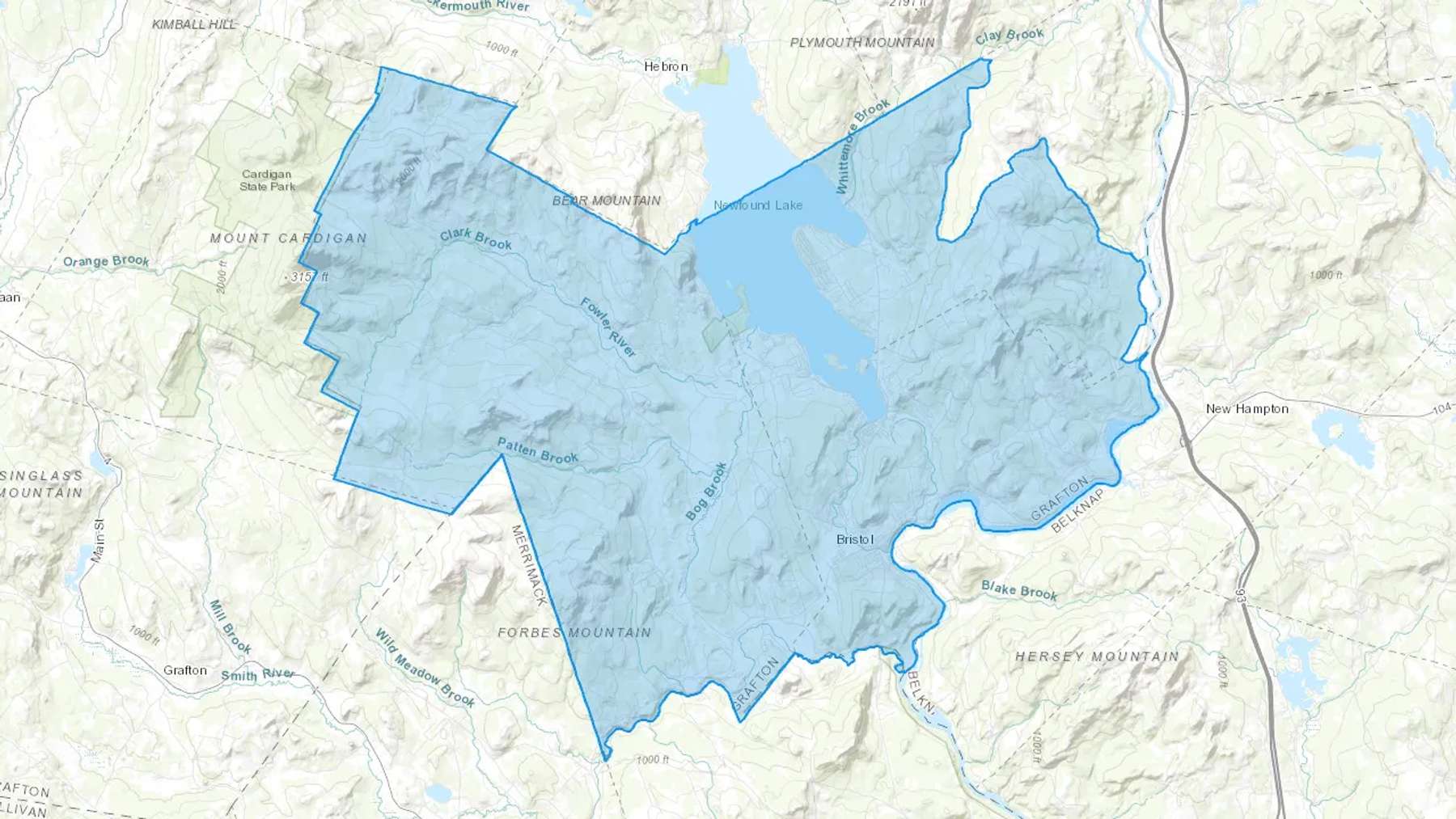 Bristol, NH Cash heating Oil delivery map Map of the COD Fuel Oil delivery service area for Bristol, NH
