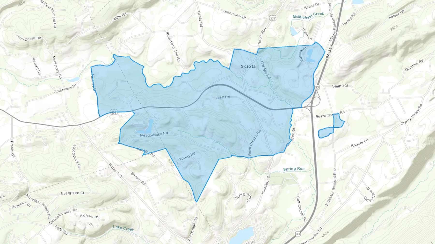 Sciota, PA Cash heating Oil delivery map Map of the COD Fuel Oil delivery service area for Sciota, PA