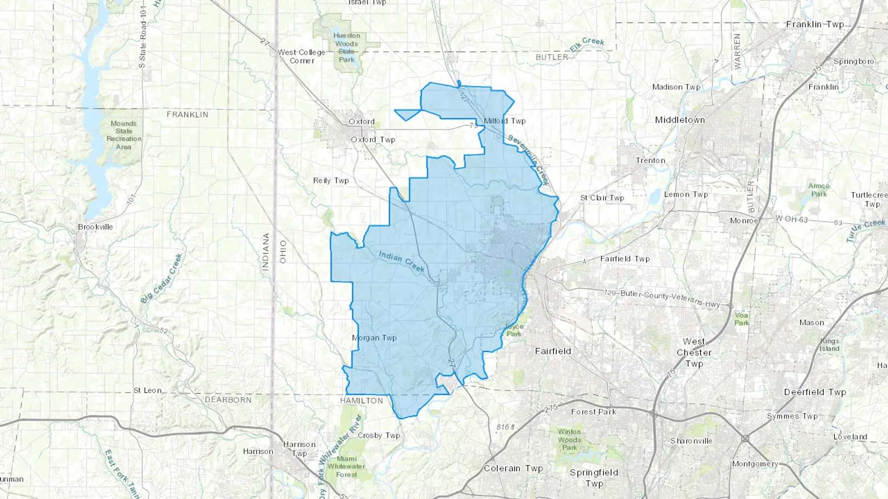 Shandon, OH Cash heating Oil delivery map Map of the COD Fuel Oil delivery service area for Shandon, OH