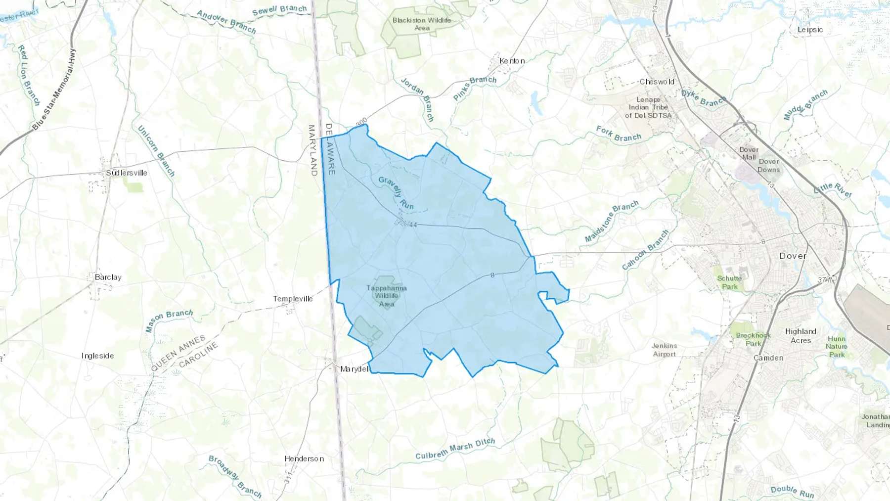Hartly, DE Cash heating Oil delivery map Map of the COD Fuel Oil delivery service area for Hartly, DE