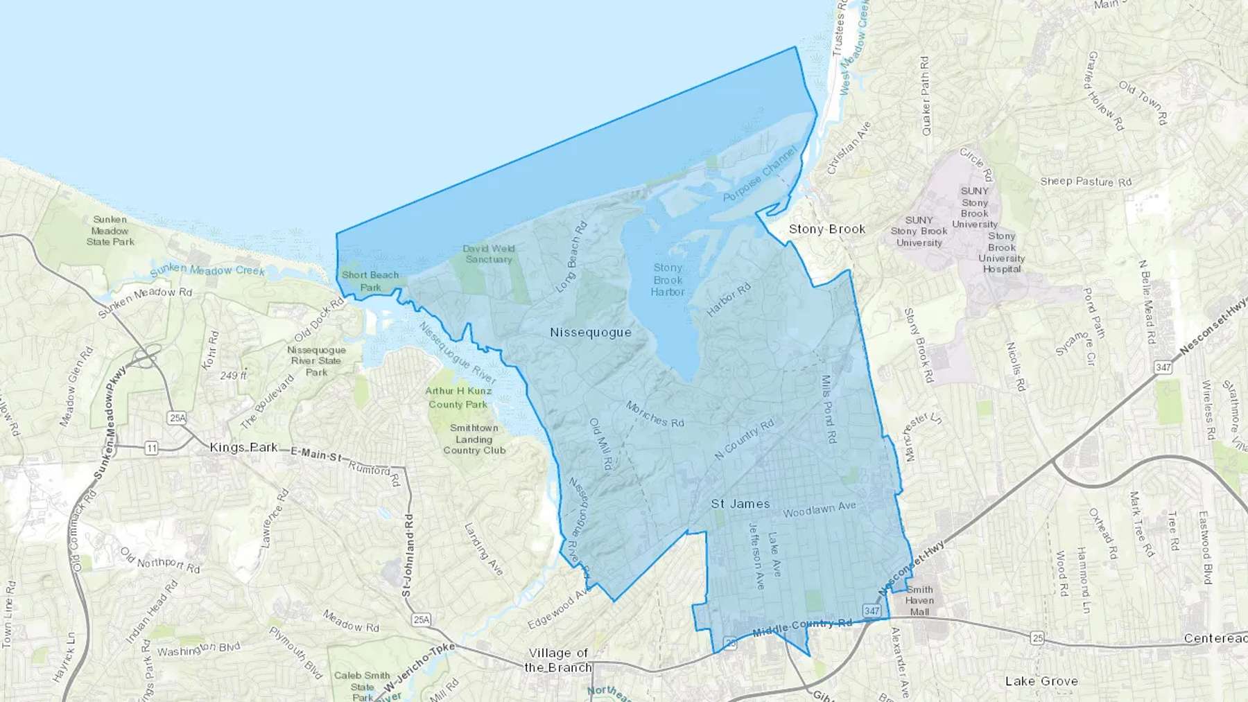 Saint James, NY Cash heating Oil delivery map Map of the COD Fuel Oil delivery service area for Saint James, NY