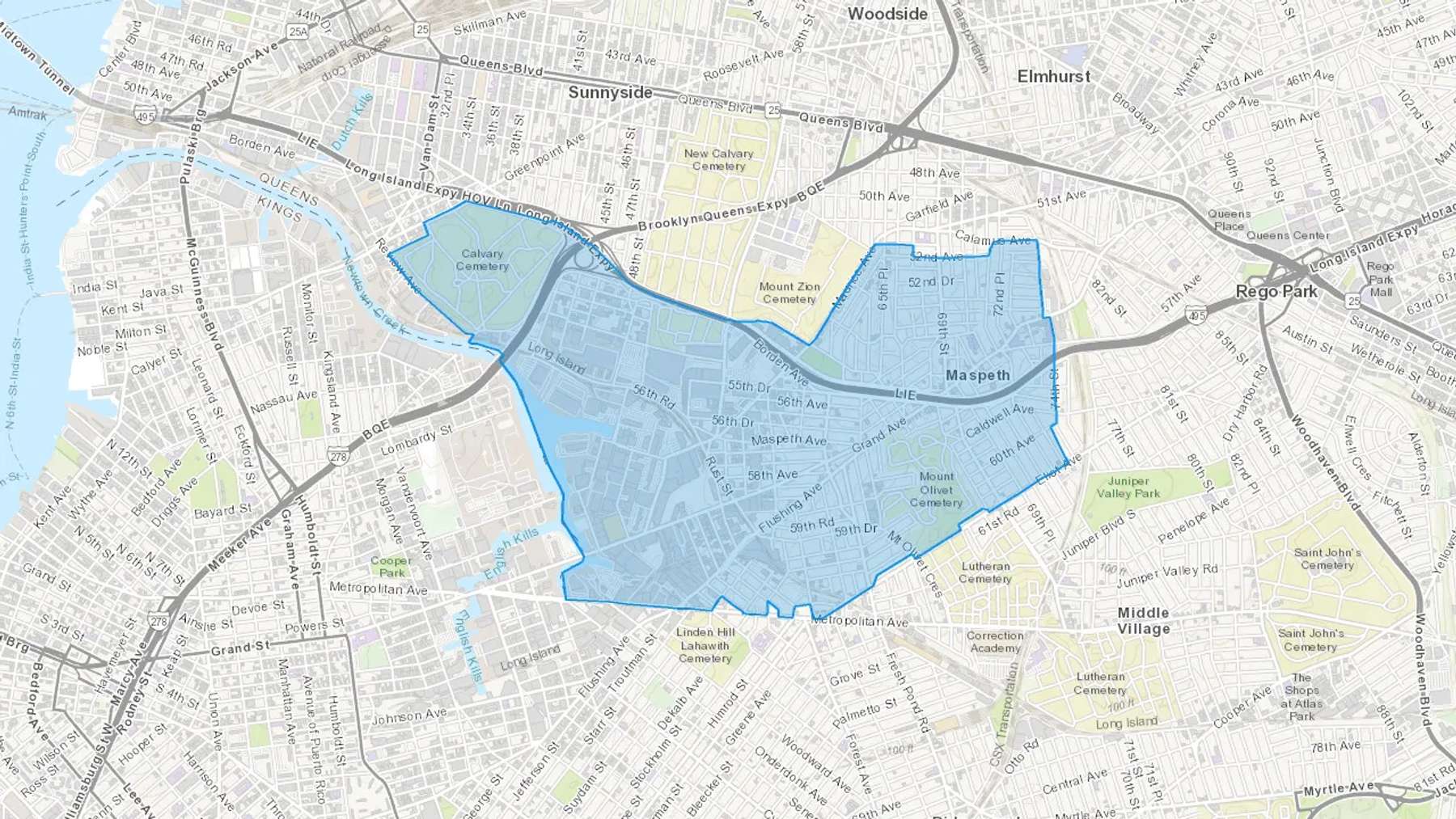 Maspeth, NY Cash heating Oil delivery map Map of the COD Fuel Oil delivery service area for Maspeth, NY
