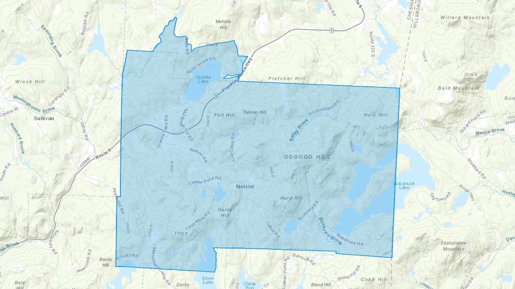Nelson, NH Cash heating Oil delivery map Map of the COD Fuel Oil delivery service area for Nelson, NH
