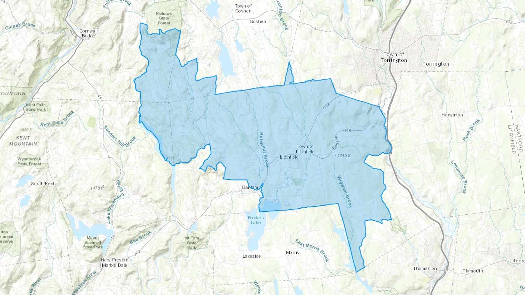 Litchfield, CT Cash heating Oil delivery map Map of the COD Fuel Oil delivery service area for Litchfield, CT