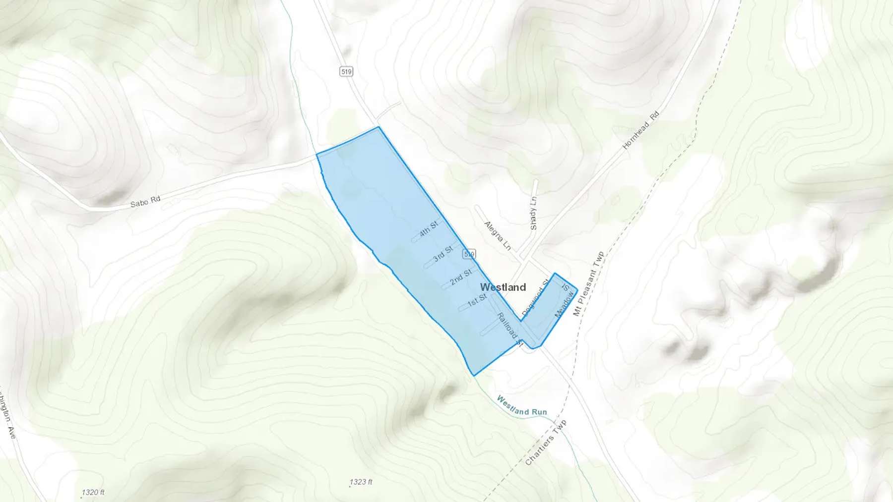 Westland, PA Cash heating Oil delivery map Map of the COD Fuel Oil delivery service area for Westland, PA