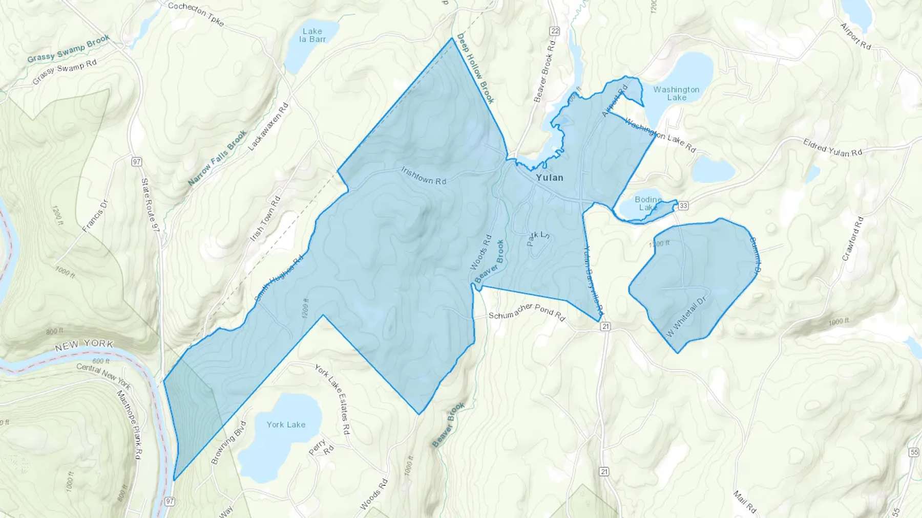 Yulan, NY Cash heating Oil delivery map Map of the COD Fuel Oil delivery service area for Yulan, NY
