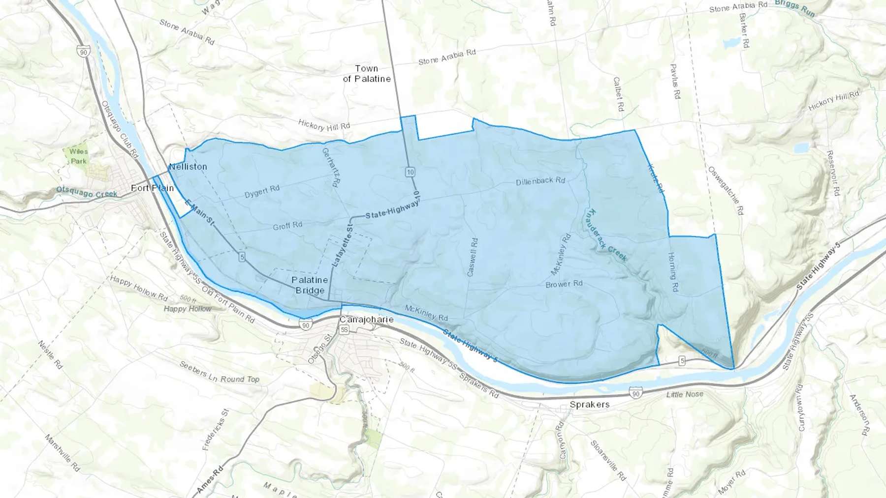 Palatine Bridge, NY Cash heating Oil delivery map Map of the COD Fuel Oil delivery service area for Palatine Bridge, NY