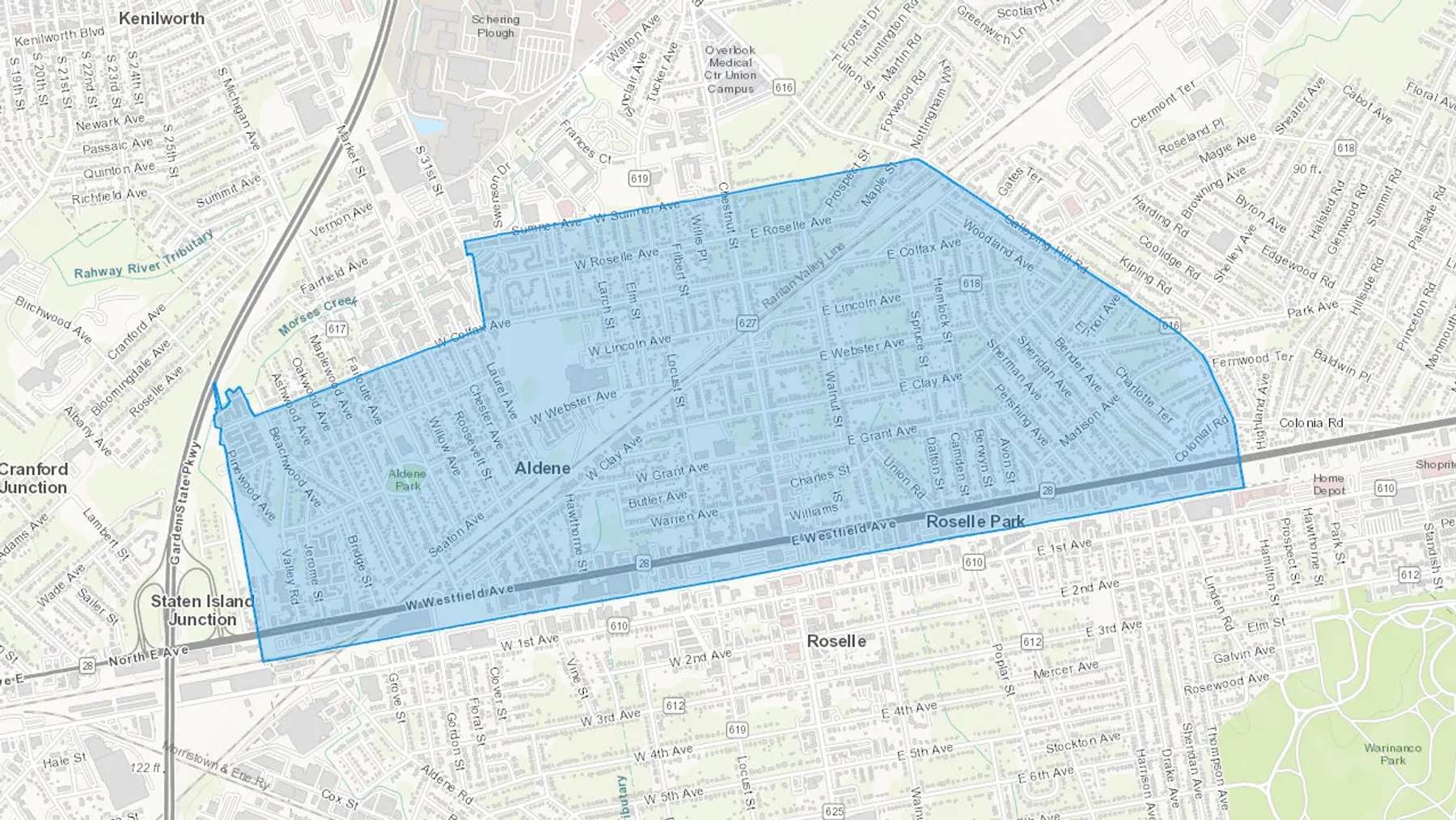 Roselle Park, NJ Cash heating Oil delivery map Map of the COD Fuel Oil delivery service area for Roselle Park, NJ