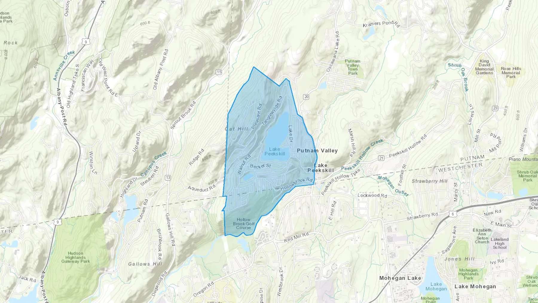 Lake Peekskill, NY Cash heating Oil delivery map Map of the COD Fuel Oil delivery service area for Lake Peekskill, NY