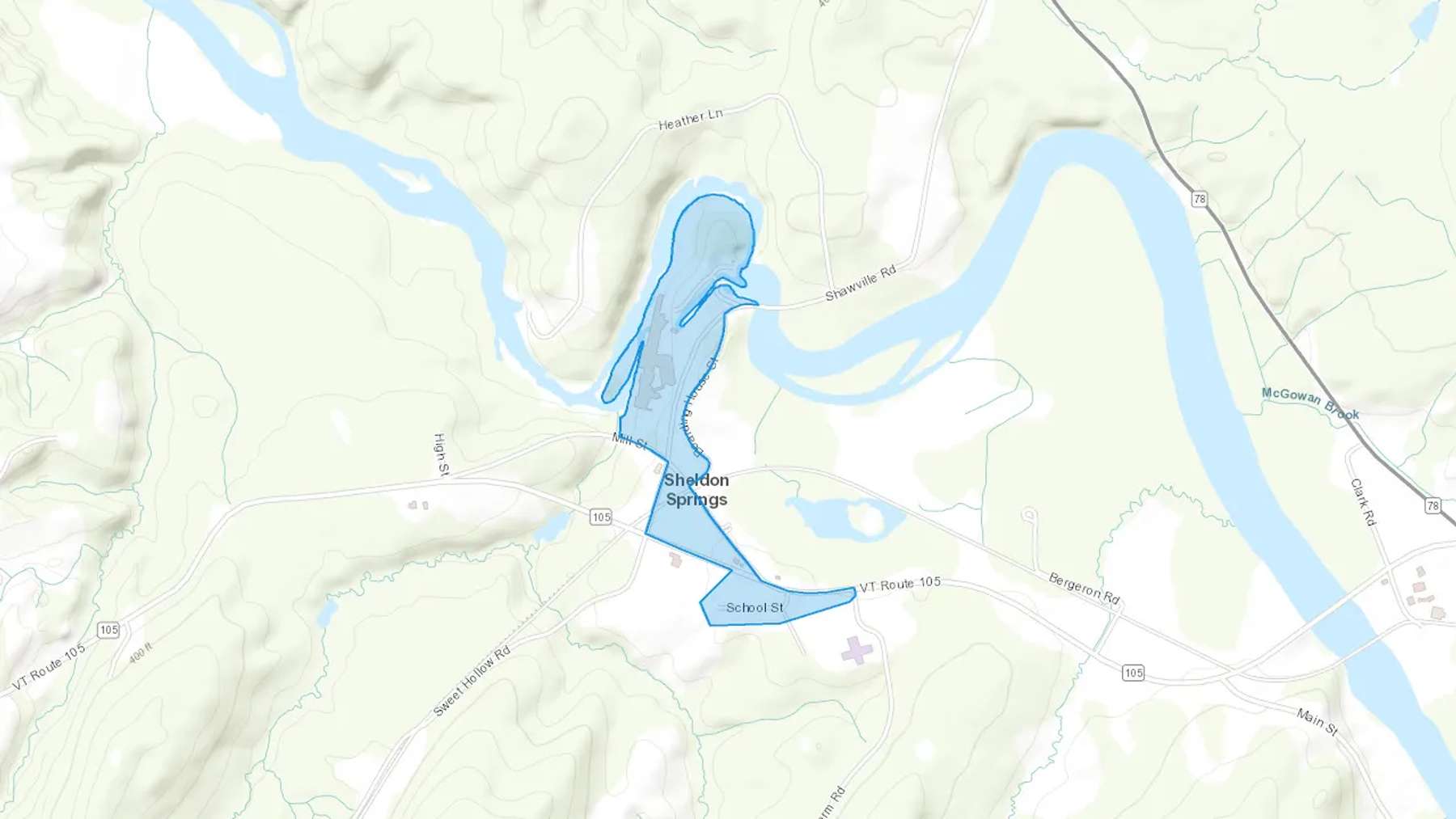 Sheldon Springs, VT Cash heating Oil delivery map Map of the COD Fuel Oil delivery service area for Sheldon Springs, VT