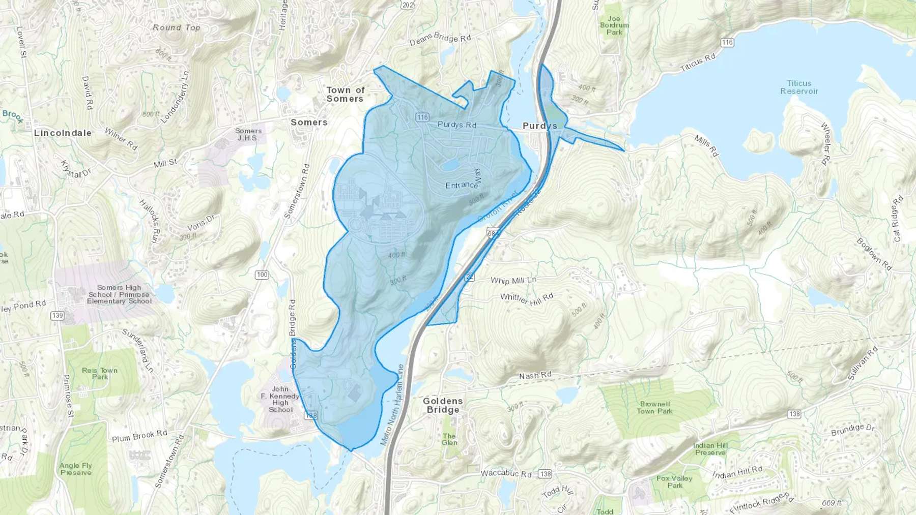 Purdys, NY Cash heating Oil delivery map Map of the COD Fuel Oil delivery service area for Purdys, NY