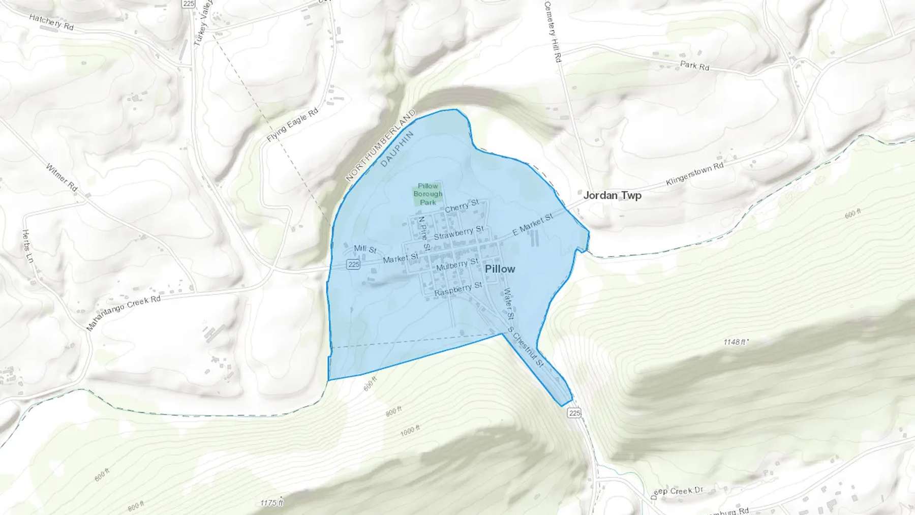 Pillow, PA Cash heating Oil delivery map Map of the COD Fuel Oil delivery service area for Pillow, PA