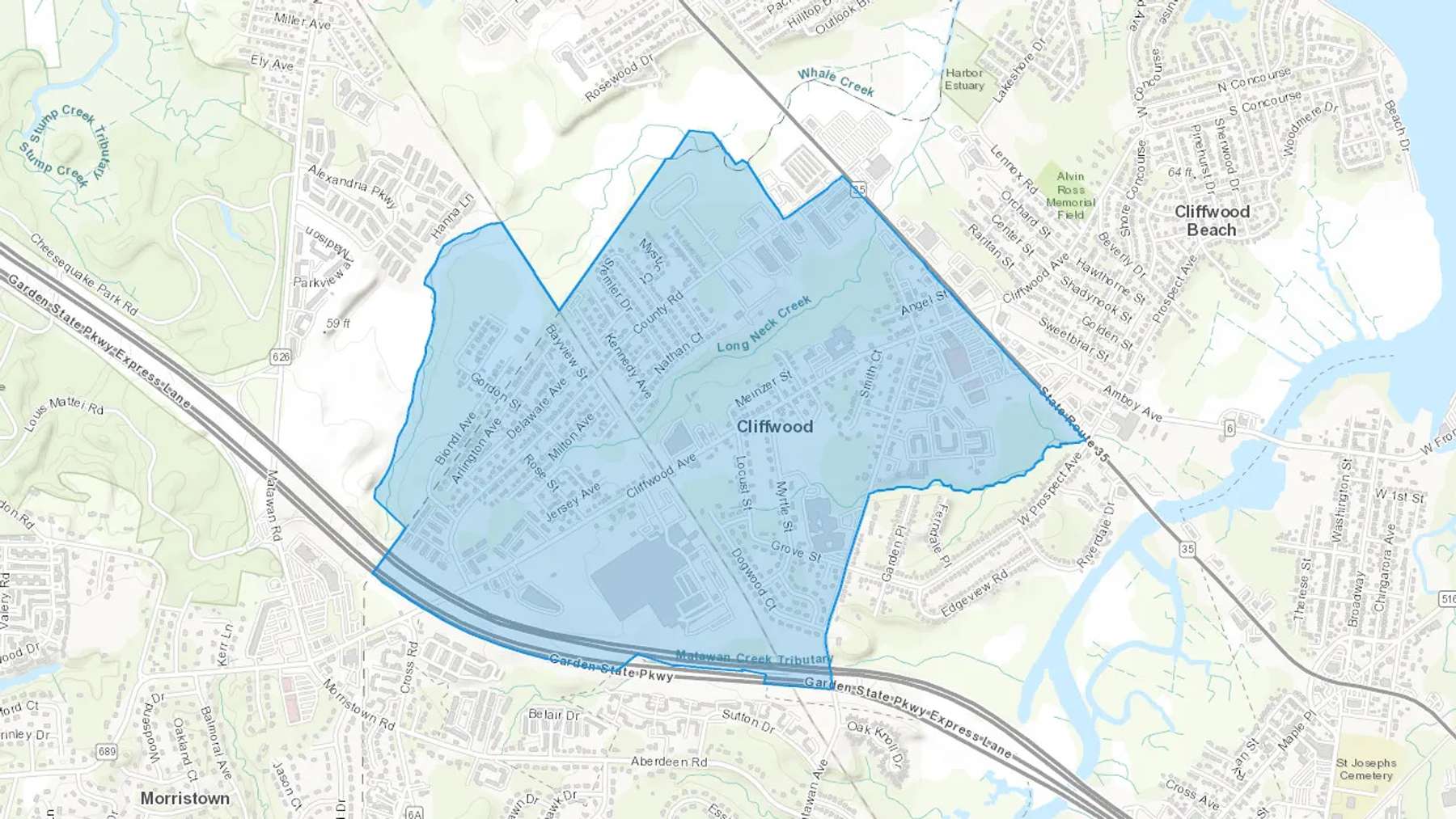 Cliffwood, NJ Cash heating Oil delivery map Map of the COD Fuel Oil delivery service area for Cliffwood, NJ