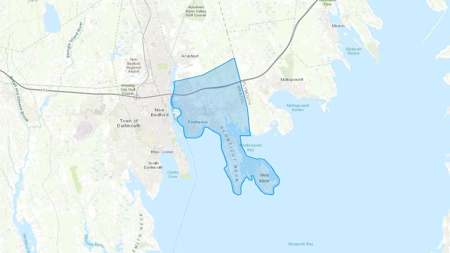 Fairhaven, MA Cash heating Oil delivery map Map of the COD Fuel Oil delivery service area for Fairhaven, MA