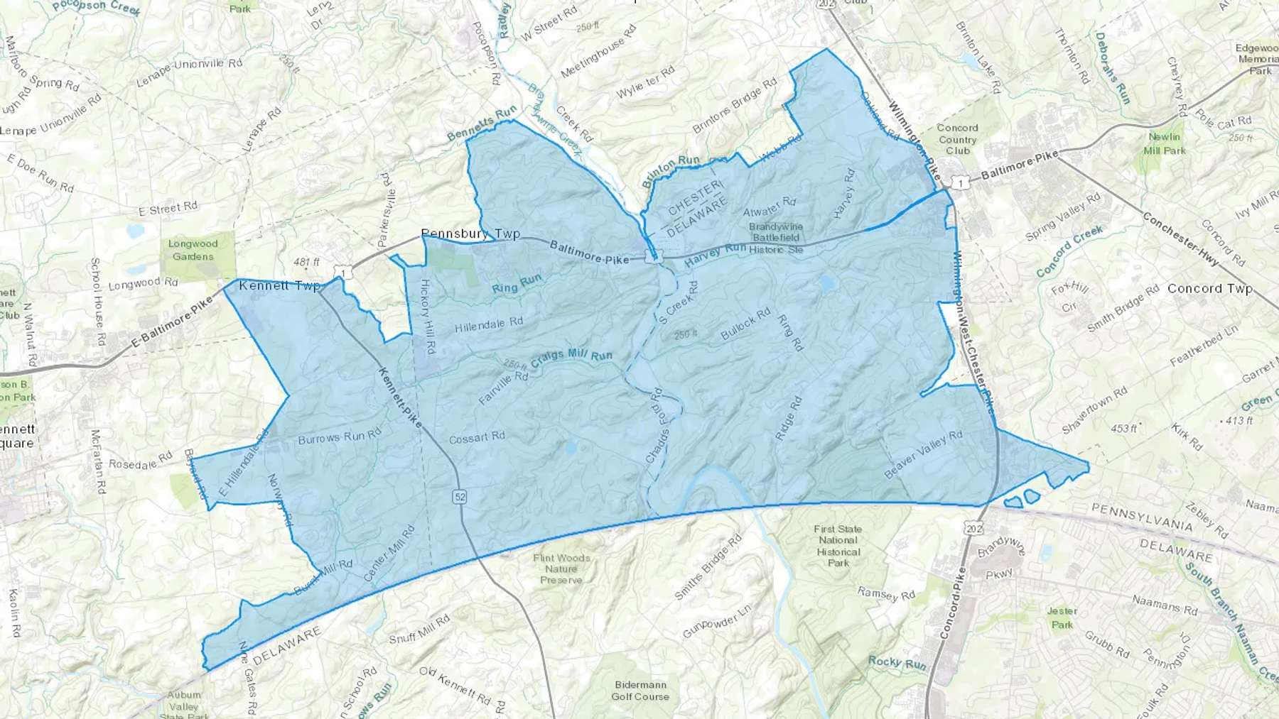 Mendenhall, PA Cash heating Oil delivery map Map of the COD Fuel Oil delivery service area for Mendenhall, PA
