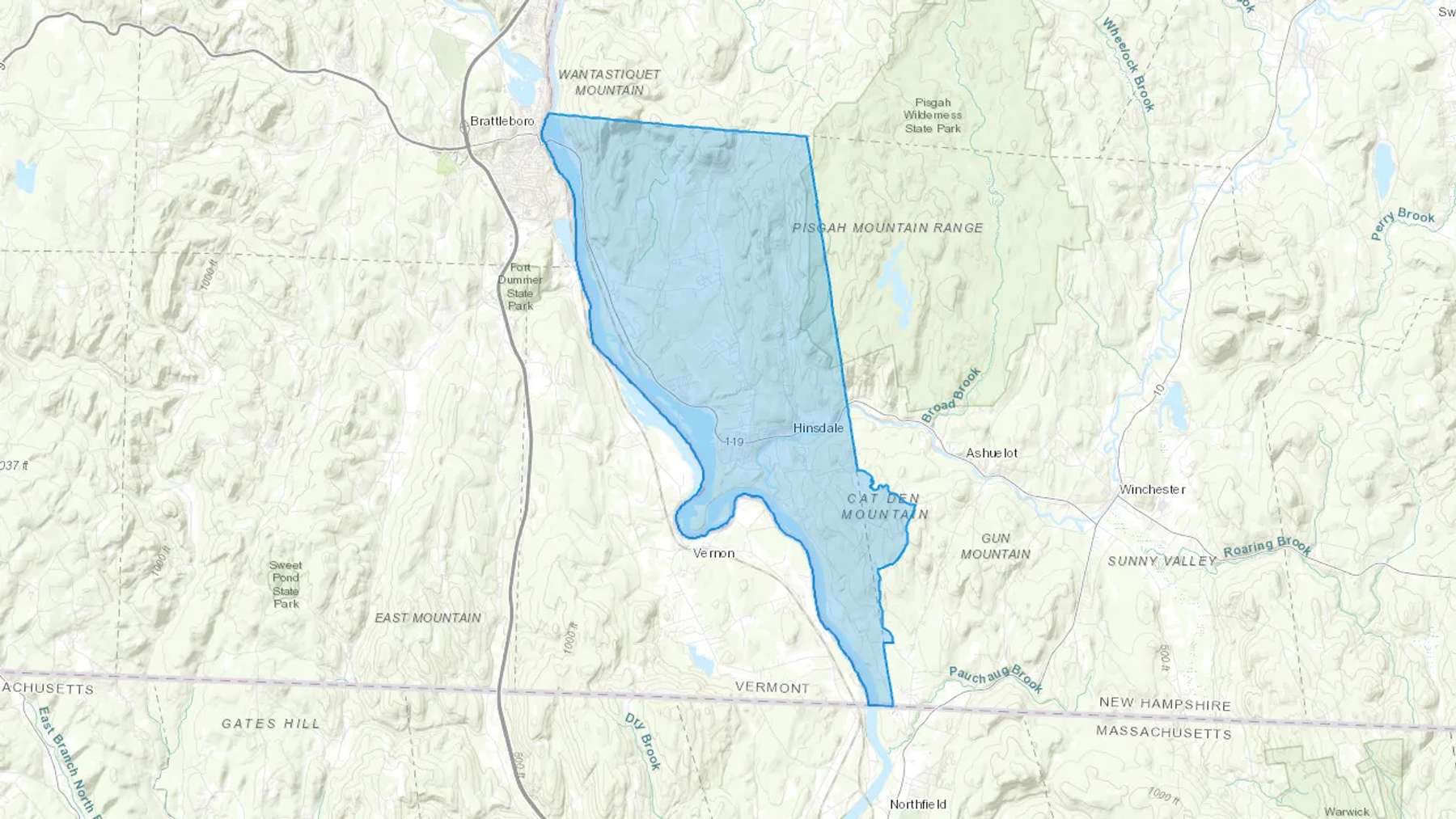 Hinsdale, NH Cash heating Oil delivery map Map of the COD Fuel Oil delivery service area for Hinsdale, NH