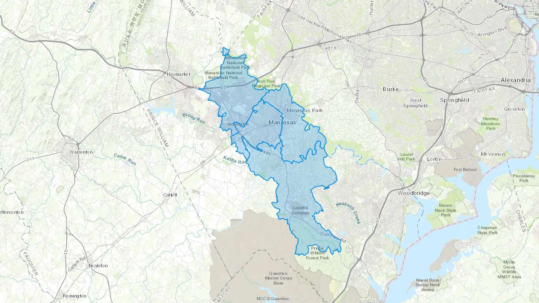 Manassas, VA Cash heating Oil delivery map Map of the COD Fuel Oil delivery service area for Manassas, VA