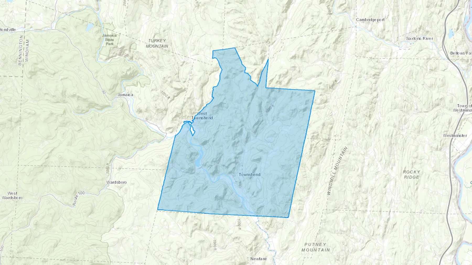 Townshend, VT Cash heating Oil delivery map Map of the COD Fuel Oil delivery service area for Townshend, VT