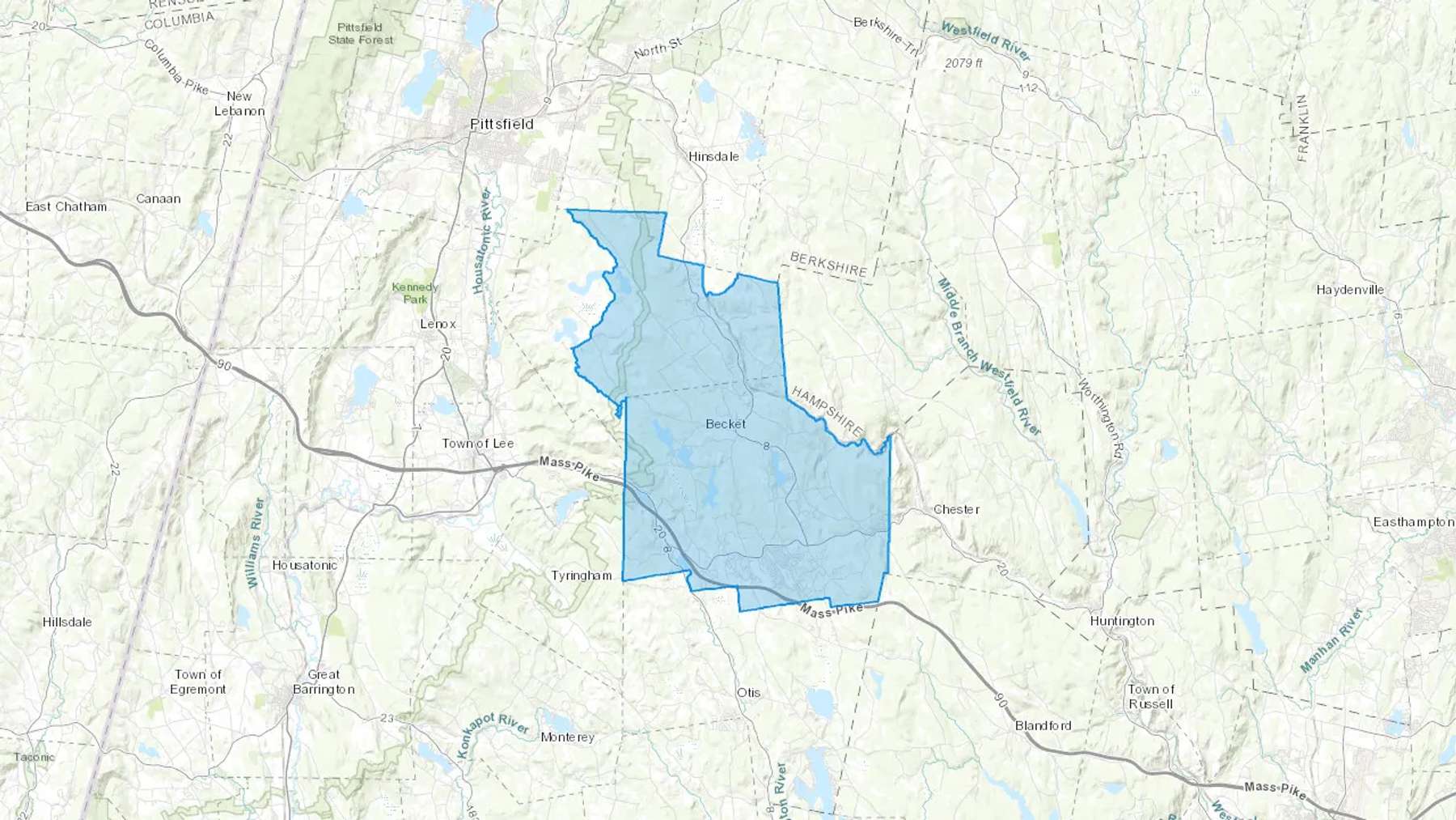 Becket, MA Cash heating Oil delivery map Map of the COD Fuel Oil delivery service area for Becket, MA