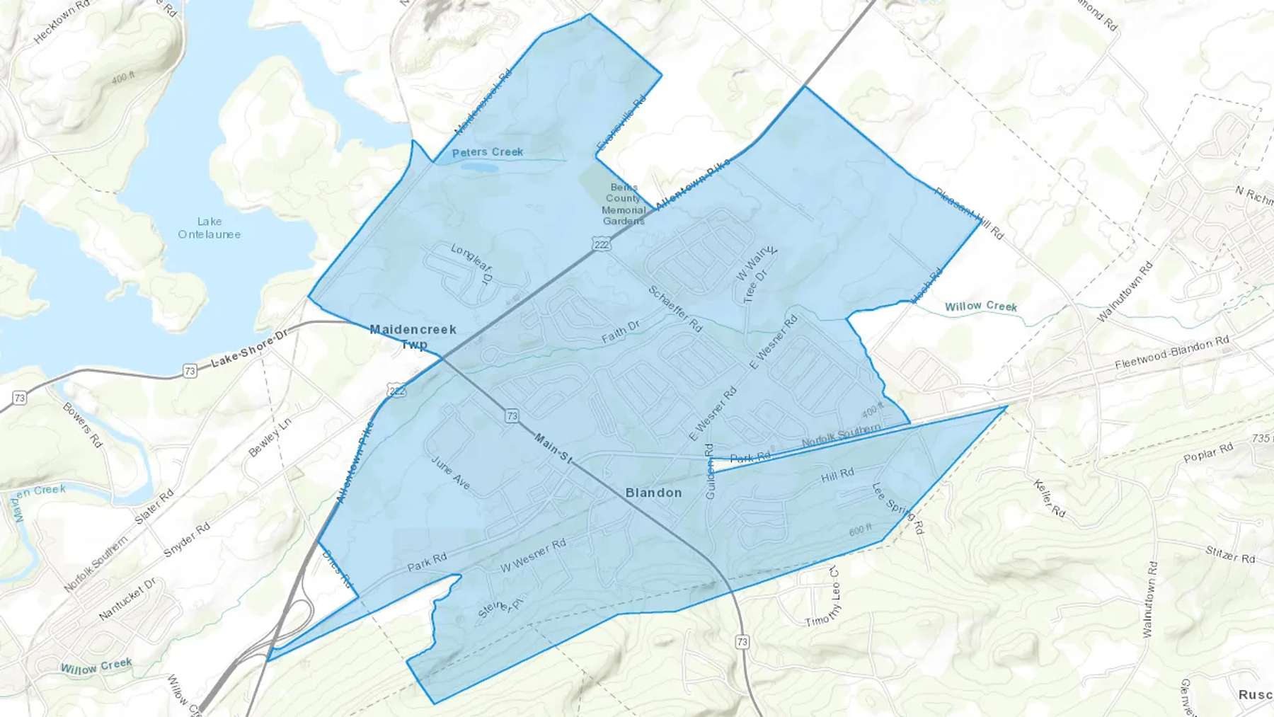 Blandon, PA Cash heating Oil delivery map Map of the COD Fuel Oil delivery service area for Blandon, PA