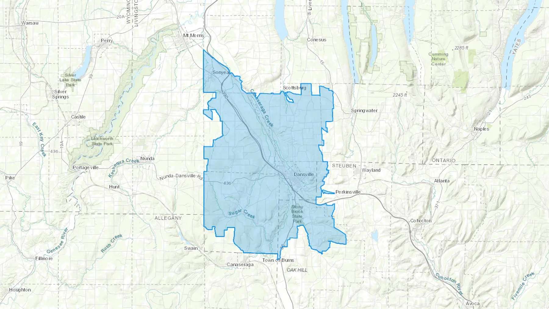 Dansville, NY Cash heating Oil delivery map Map of the COD Fuel Oil delivery service area for Dansville, NY