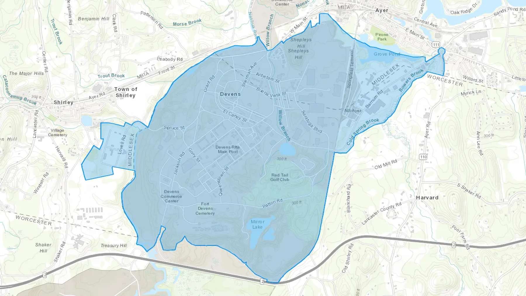 Devens, MA Cash heating Oil delivery map Map of the COD Fuel Oil delivery service area for Devens, MA