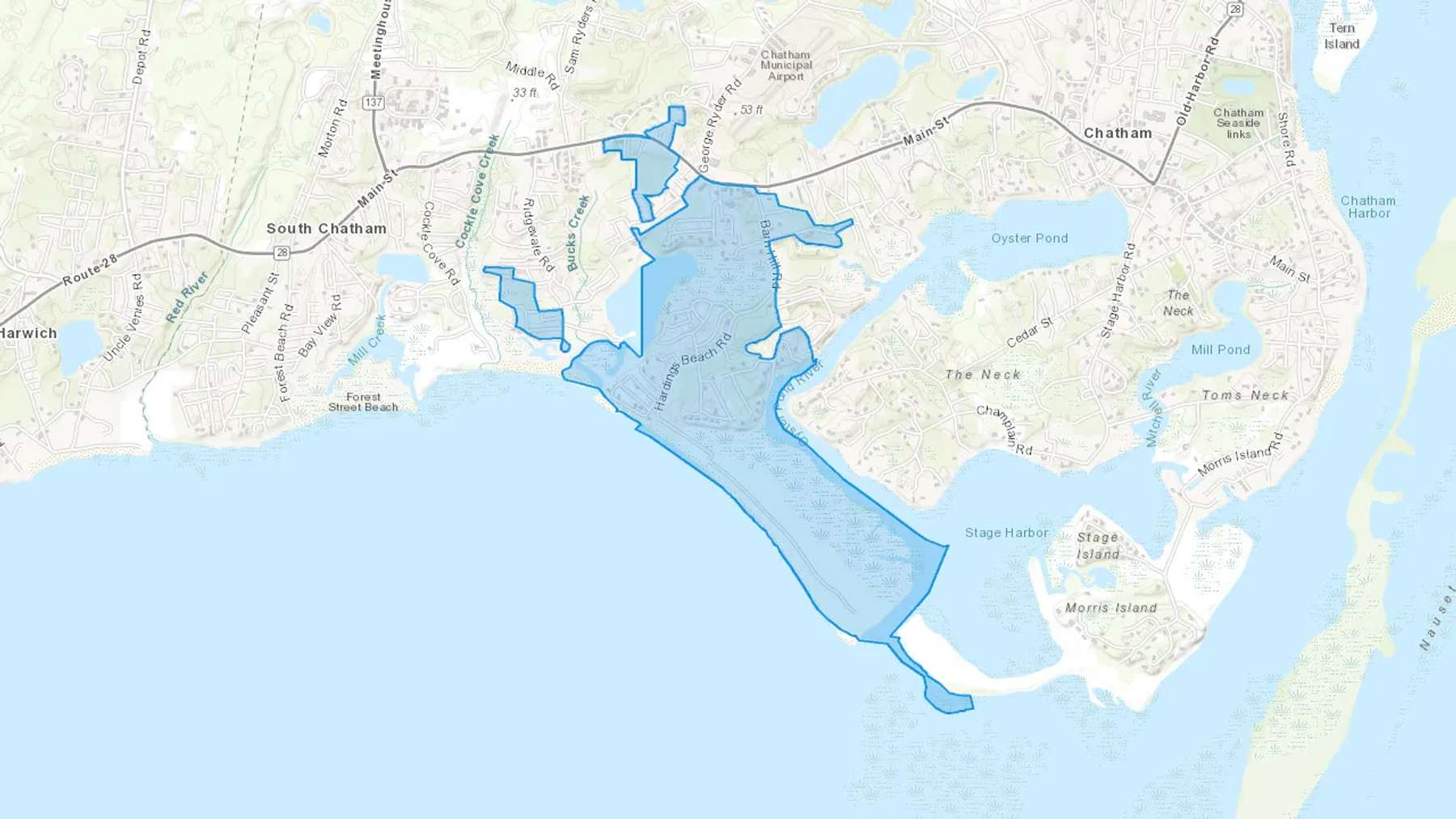 West Chatham, MA Cash heating Oil delivery map Map of the COD Fuel Oil delivery service area for West Chatham, MA