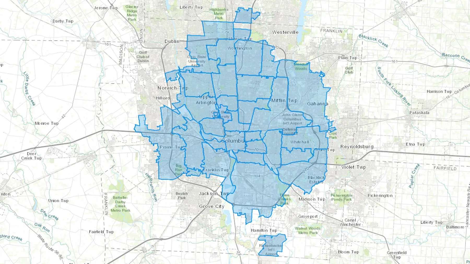 Columbus, OH Cash heating Oil delivery map Map of the COD Fuel Oil delivery service area for Columbus, OH