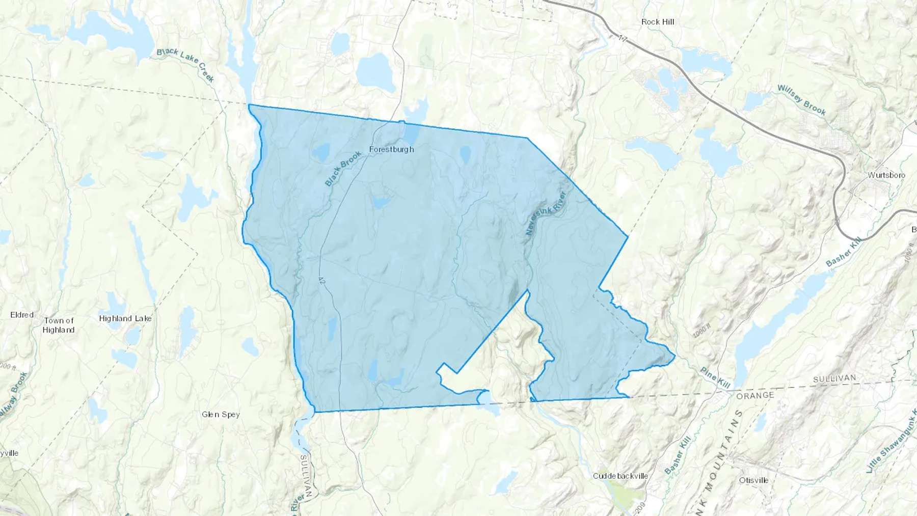 Forestburgh, NY Cash heating Oil delivery map Map of the COD Fuel Oil delivery service area for Forestburgh, NY