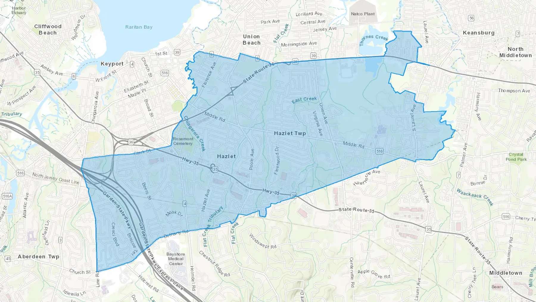 Hazlet, NJ Cash heating Oil delivery map Map of the COD Fuel Oil delivery service area for Hazlet, NJ