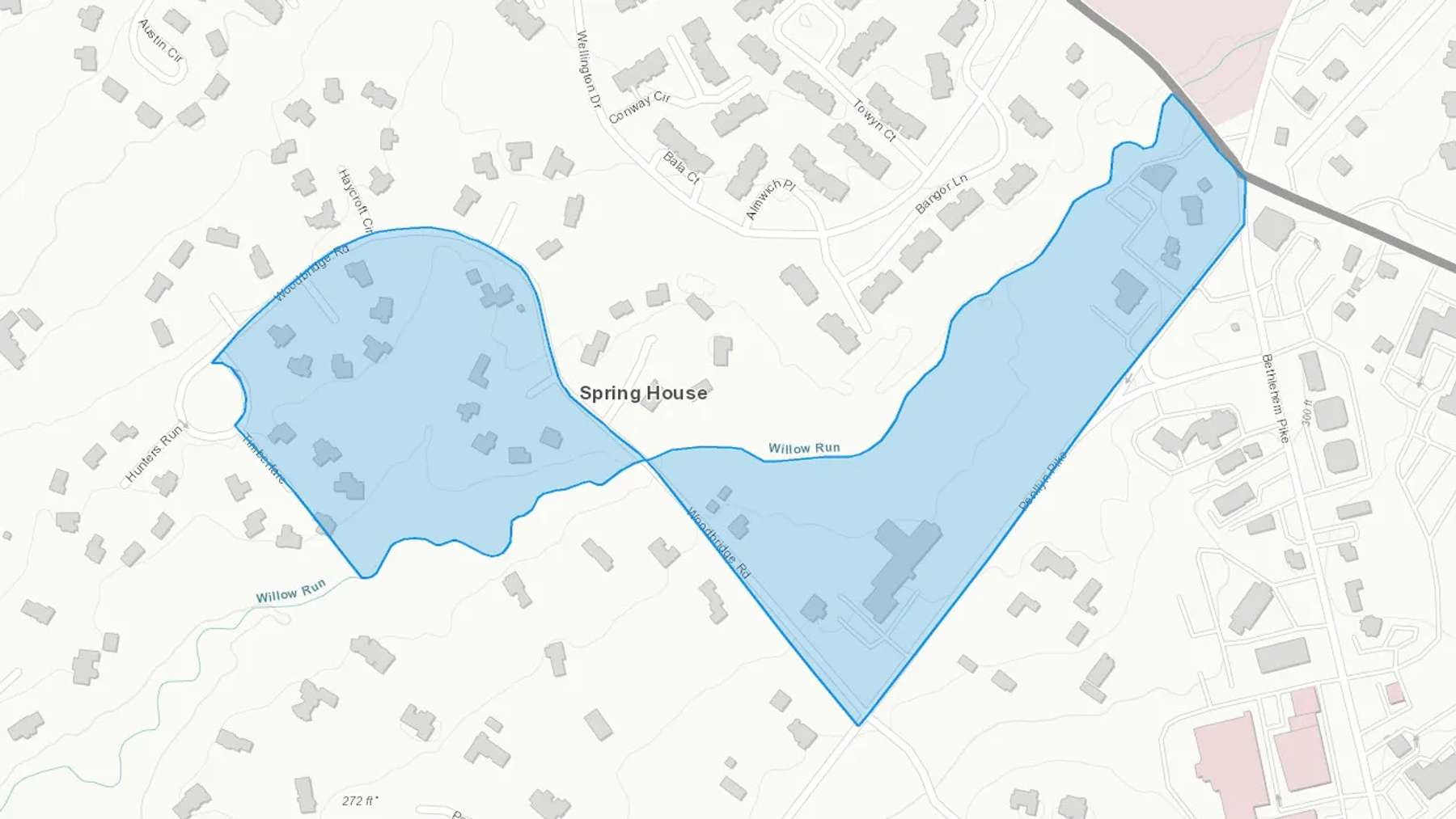 Spring House, PA Cash heating Oil delivery map Map of the COD Fuel Oil delivery service area for Spring House, PA
