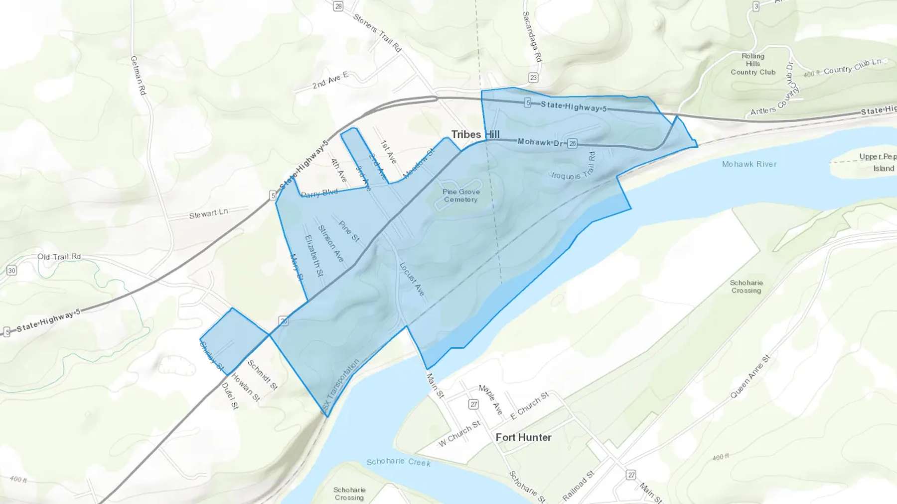 Tribes Hill, NY Cash heating Oil delivery map Map of the COD Fuel Oil delivery service area for Tribes Hill, NY