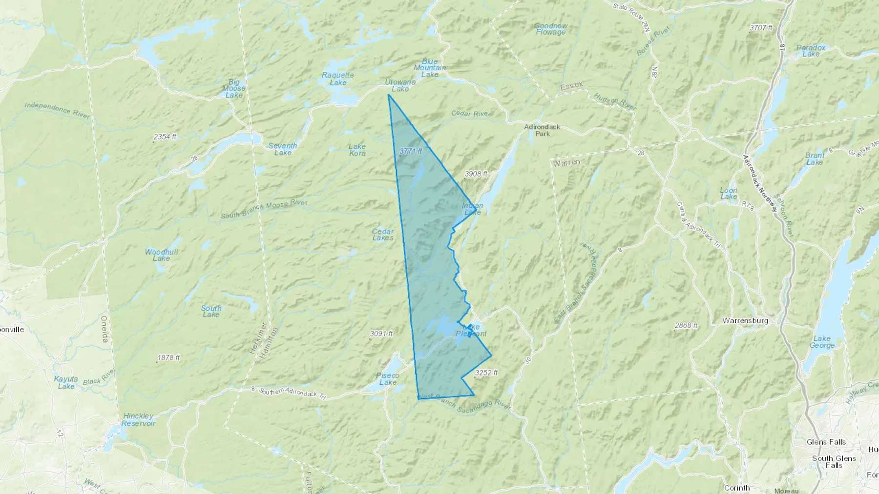Lake Pleasant, NY Cash heating Oil delivery map Map of the COD Fuel Oil delivery service area for Lake Pleasant, NY