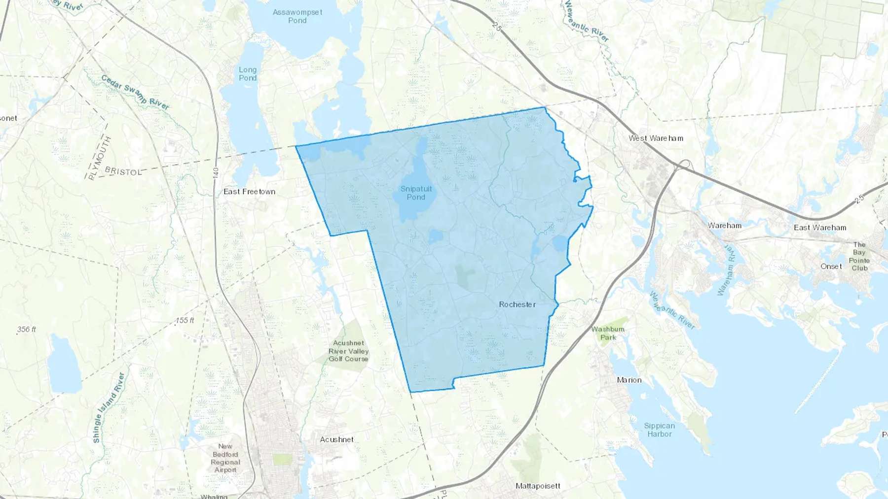 Rochester, MA Cash heating Oil delivery map Map of the COD Fuel Oil delivery service area for Rochester, MA