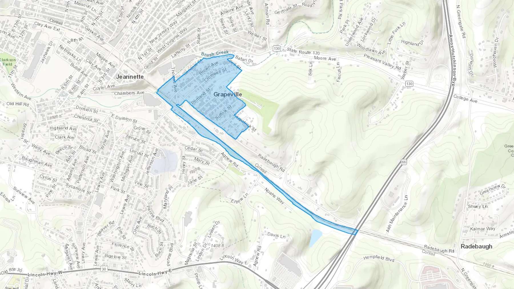 Grapeville, PA Cash heating Oil delivery map Map of the COD Fuel Oil delivery service area for Grapeville, PA